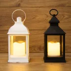 Декоративный фонарь со свечкой, белый корпус, размер 10.5х10.5х22,35 см, цвет ТЕПЛЫЙ БЕЛЫЙ | 513-054 | NEON-NIGHT