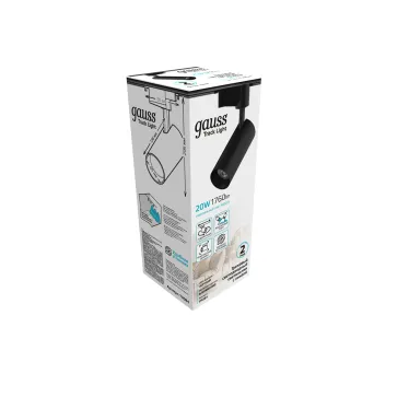 Светильник светодиодный трековый цилиндр 20W 1760lm 4000K 180-220V IP20 65*206мм черный линза 36º | TR084 | Gauss