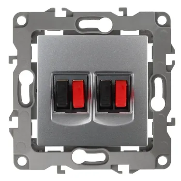 Розетка аудио двойная, Эра12, алюминий, 12-3112-03