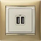 VALENA Розетка двойная USB слоновая кость