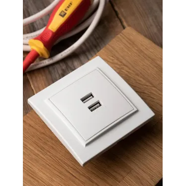 Минск Розетка USB 2-местная СП 2,1А белая