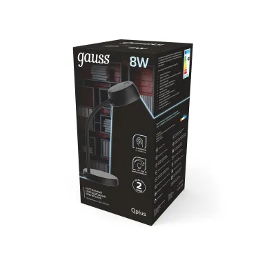 Светильник настольный Qplus GTL601 8W 600lm 4000K 170-265V черный диммируемый LED 1/8 | GT6012 | Gauss