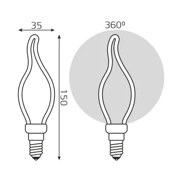 Лампа светодиодная LED Filament Bulbless CT35 Milky E14 4W 330lm 2700K 35*150mm 1/10/100 | 1000801104 | Gauss