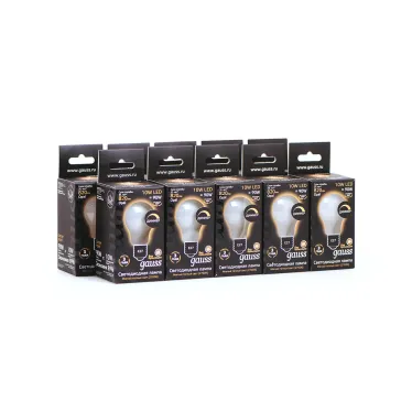 Лампа светодиодная LED 10Вт E27 220В 2700К A60, диммируемая | 102202110-D | Gauss