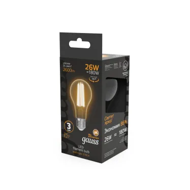 Лампа светодиодная Filament А70 26W 2600lm 2700К Е27 LED 1/10/40 | 102902126 | Gauss