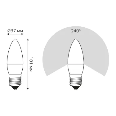 Лампа светодиодная LED 6,5Вт E27 220В 4100К свеча | 103102207 | Gauss