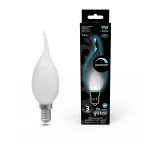 Лампа светодиодная Filament Свеча на ветру 9W 610lm 4100К Е14 milky диммируемая LED 1/10/50 | 104201209-D | Gauss