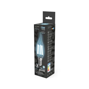 Лампа светодиодная Filament Свеча на ветру 13W 1150lm 4100К Е14 LED 1/10/50 | 104801213 | Gauss