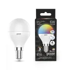 Лампа светодиодная Smart LED Шар G45 6W E14 RGBW+dim 1/10/100 | 105101406 | Gauss