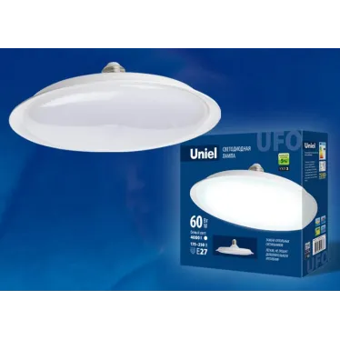 Лампа светодиодная LED-U270-60W/4000K/E27/FR PLU01WH Форма UFO матовая (4000K) Картон