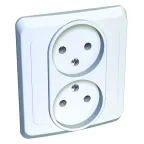ЭТЮД Розетка двойная скрытая без заземления без шторок белая