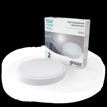 Светильник светодиодный ДБП 15 Вт 1100 лм 4000К AC 220В Белый IP40 круг D155х33мм Пластик ЖКХ HALL Gauss