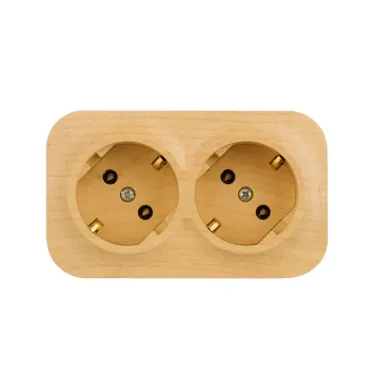 Quteo розетка двойная наружная с заземлением без шторок -16 A - 250 В IP 20 - Дерево