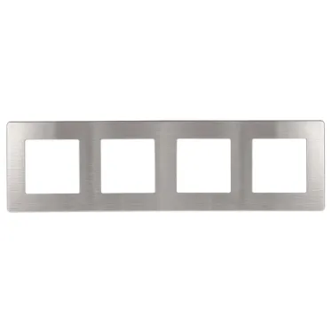 Рамка для розеток и выключателей Серия 12 12-5104-03 на 4 поста, Сатин, алюминий