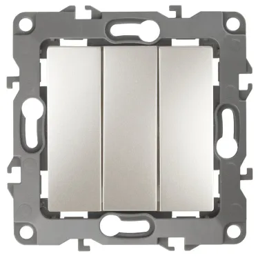 Выключатель тройной, 10АХ-250В, Эра12, перламутр,12-1107-15