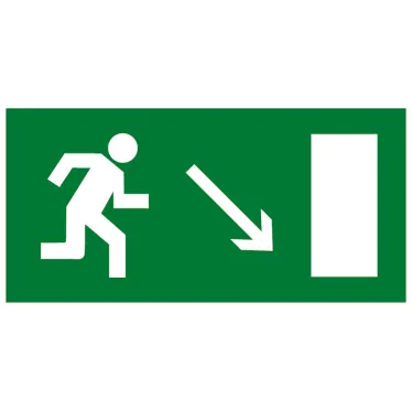 Знак эвакуационный E 07 ''Направление к эвакуационному выходу направо вниз'' 150x300 мм, пленка самоклеящаяся с фотолюминесцентным покрытием ГОСТ Р 12.4.026-2001