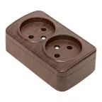 Розетка 2-местная ОП Минск 10А без заземления темное дерево