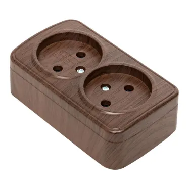 Розетка 2-местная ОП Минск 10А без заземления темное дерево