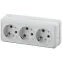 Розетка Intro Quadro 2-206-01 с заземлением трехместная 3х2P+E, 16А-250В, IP20, ОУ, белый
