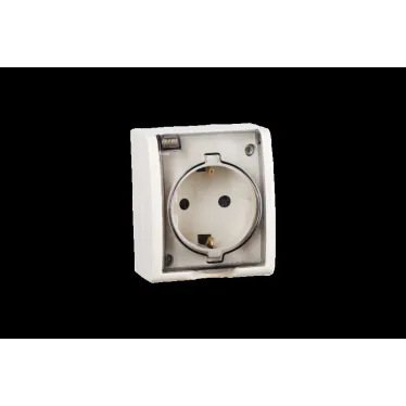 15 Aqua Розетка 2Р+Е Schuko с крышкой полупр. IP54 16А 250В винтовой зажим S15A сл. кость