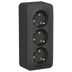 Розетка BLANCA наружная трехпостовая, с заземлением, со шторками, с изолирующей пластиной, 16А, 250В, антрацит