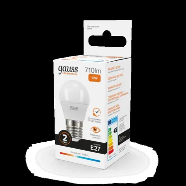 Лампа светодиодная LED 10 Вт 710 лм 3000К шар P45 теплый E27 AC 220В Elementary Gauss