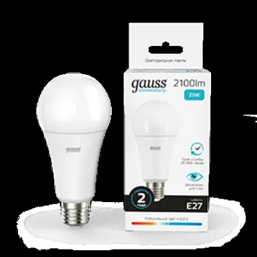 Лампа светодиодная LED 25 Вт 2100 лм 4100К А70 груша нейтральный E27 AC 220В Elementary Gauss
