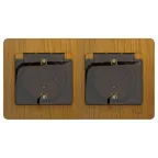 Розетка GLOSSA двойная с заземлением со шторками в сборе IP44 дуб