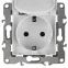 Розетка 2P+E Schuko со шторками с крышкой, 16A-250В, Эра12, белый, 12-2103-01