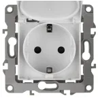 Розетка 2P+E Schuko со шторками с крышкой, 16A-250В, Эра12, белый, 12-2103-01