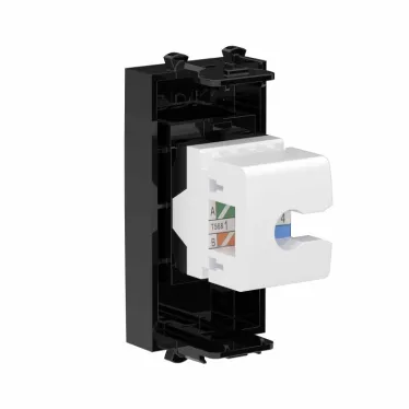 Avanti Компьютерная розетка RJ-45 без шторки модульная, кат.6, Черный квадрат, 1 модуль