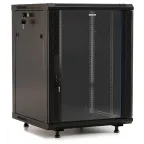 Шкаф настенный 19-дюймовый 22U 1086x600х450мм стеклянная дверь с перфорацией по бокам ручка с замком с возможностью установки на ножки черный (RAL 9004) (разобранный)