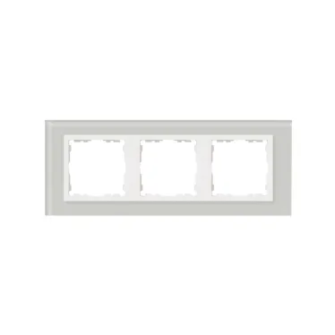 Рамка на 3 поста, S82N, натуральный - белый (стекло)