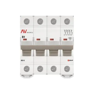 Выключатель автоматический AV-6 4P 1A (B) 6kA AVERES