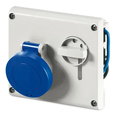 Розетка скрытой установки IP44 16А 2P+E 230В с механической блокировкой и верхним расположением разъема