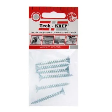 Шуруп универсальный 6х50 потайная головка, остроконечный, оцинкованный (6шт) - пакет