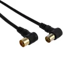 Шнур ТВ гнездо - ТВ штекер, угловой, длина 3 метра, черный,