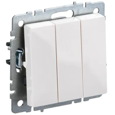 BRITE Выключатель трехклавишный 10А ВС10-3-0-БрБ белый