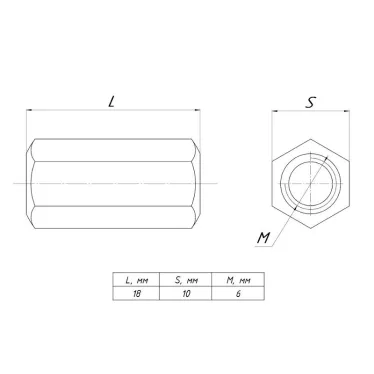 Гайка соединительная М6