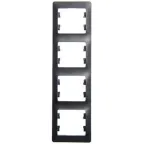 GLOSSA Рамка 4 поста вертикальная антрацит