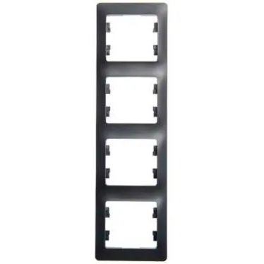 GLOSSA Рамка 4 поста вертикальная антрацит