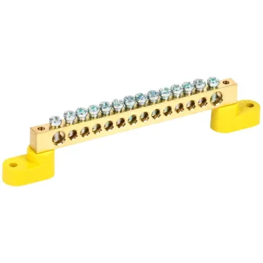 Шина PE земля на двух угловых изоляторах ШНИ-8х12-14-У2-Ж