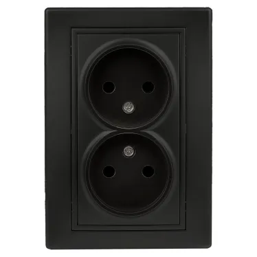 Розетка Intro Plano 1-204-05 без заземления двойная 2х2P, 16А-250В, IP20, СУ, антрацит