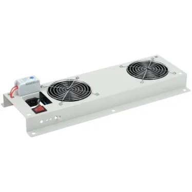 Панель вентиляторная с выключателем и термостатом 2 модуля серая