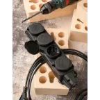 Розетка четырехместная с защит. крышками каучуковая 230В 2P+PE 16A IP44 PROxima