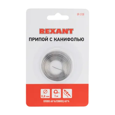 Припой с канифолью, 1 м, 0.8 мм, (олово 60%, свинец 40%)