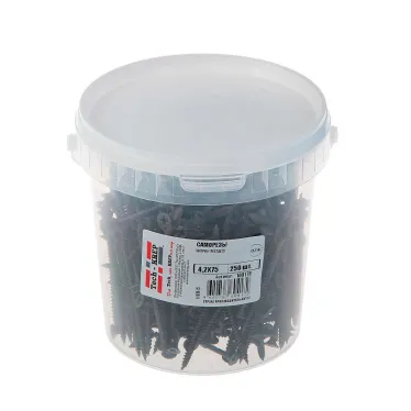 Саморез гипсокартон/металл 4,2х75 черный (250шт) - ведро