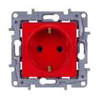 Розетка с заземлением - Legrand Etika - со шторками 16А 250В винтовые зажимы - красный