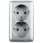 Розетка двойная наружная с заземлением со шторками с изоляционной пластиной серебро