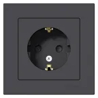 Розетка ATLASDESIGN с заземлением со шторками 16А в сборе карбон